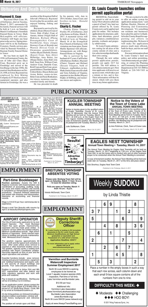 Click here to view the legal notices and classifieds on page 6B
