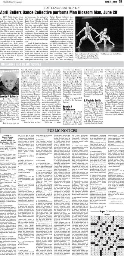 Click here for the legal notices and classifieds from page B7