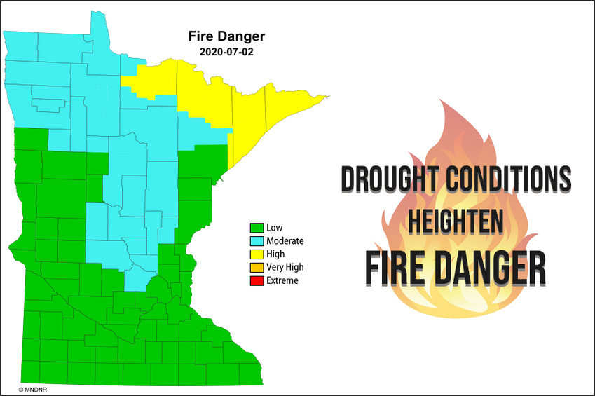 DNR Fire Conditions Map as of July 2, 2020