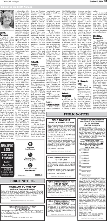 Click here for the legal notices and classifieds on page 3B