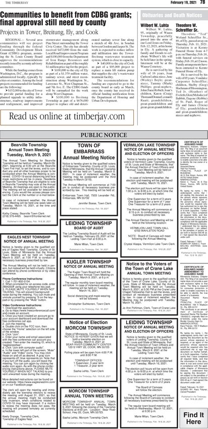 Click here for the legal notices and classifieds on page 7B
