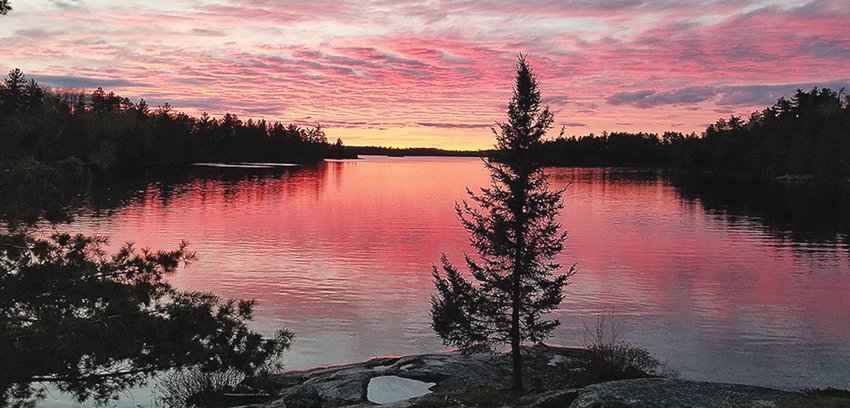 A sunset in the Boundary Waters Canoe Area Wilderness.