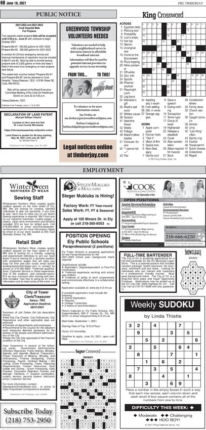 Click here for the legal notices and classifieds on page B6