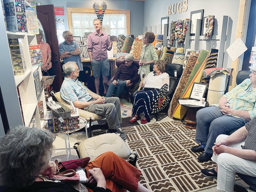 Grant Hauschild spoke with a group of Tower area   residents on Sunday at Nordic Home North.