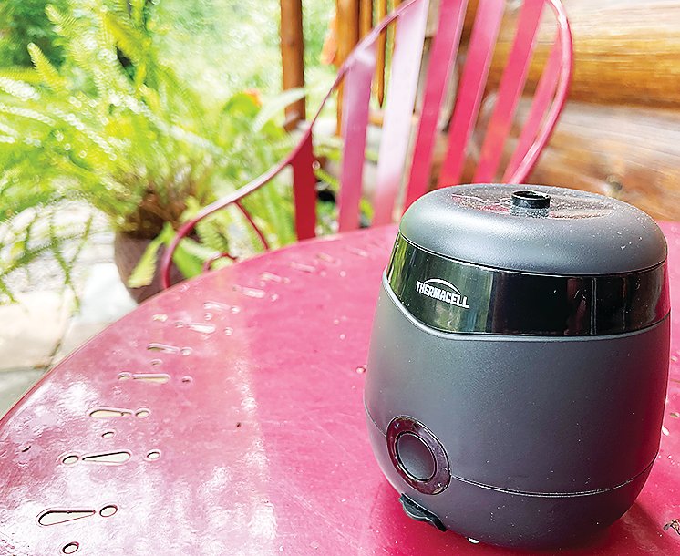 This small device, known as a Thermacell E55, appears   remarkably effective at keeping mosquitoes at bay under   certain conditions.