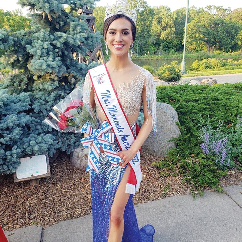 Rachel Betterley poses after winning the Mrs. Minnesota America pageant in Eagan last weekend.