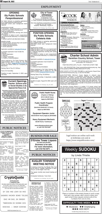 Click here for the legal notices and classifieds on page 6B
