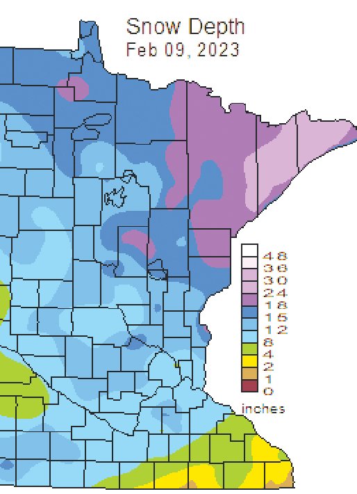 The most recent snow depth map shows 18-30 inches of snow on the ground across the   region. But the snowpack contains an unusually high  amount of water as well.