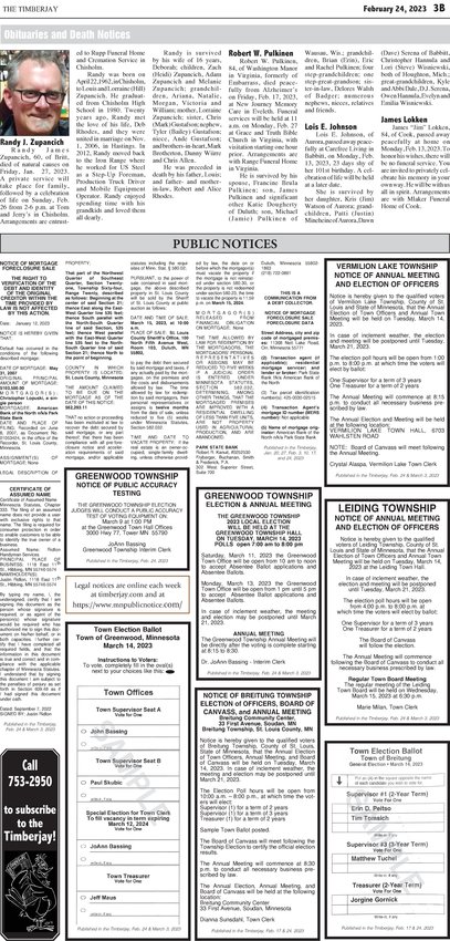 Click here for the legal notices and classifieds from page 3B