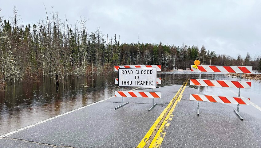 Several area   roadways, including this one in Embarrass, were closed in recent days due to high water from spring snowmelt.