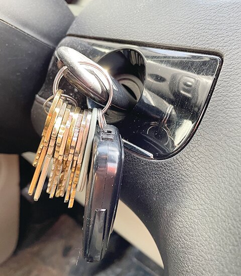 Leaving your keys in the car is an open invitation to a car thief.