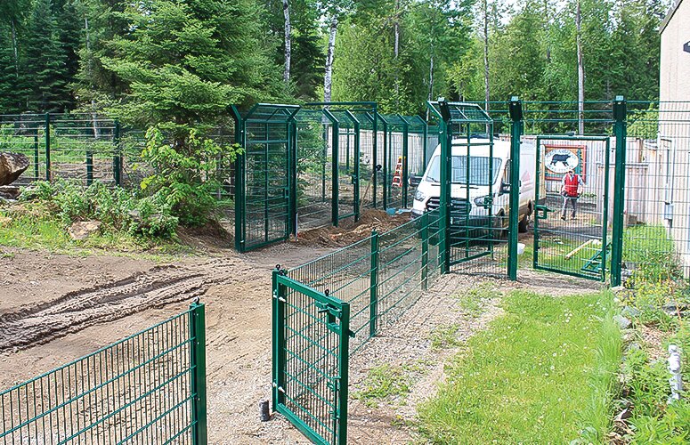 One of the new bear enclosures at the North American Bear Center,   featuring special bear-friendly and   visitor-friendly zoo fencing and new natural dens.