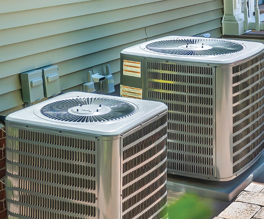 Heat pump units located on an outside wall