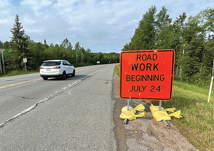 A sign posted this week advises motorists of pending road construction on Hwy. 169.