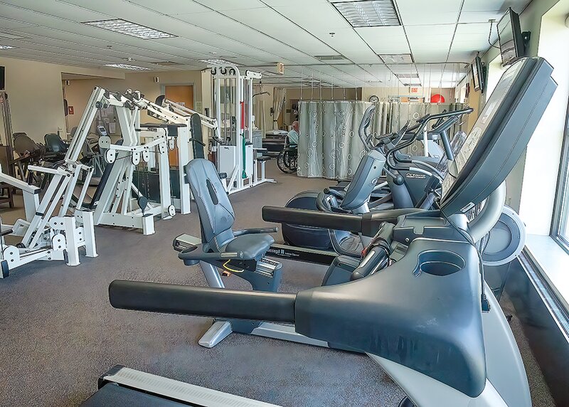 The hospital's fitness center has a wide array of cardiovascular, strength and flexibility equiment.