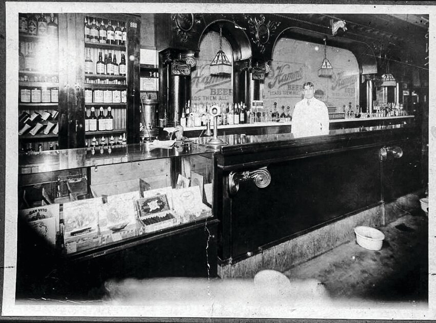Inside Ed Crossman&rsquo;s Buffet and Saloon on N. Central Ave. in 1905. The building is now part of the Piragis Northwoods storefront. The two blocks on either side of Sheridan were Ely&rsquo;s &ldquo;Bowery District.&rdquo;