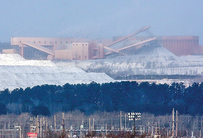 U.S. Steel&rsquo;s giant Minntac   taconite plant looms high over the city of Virginia on   a frosty   winter day.