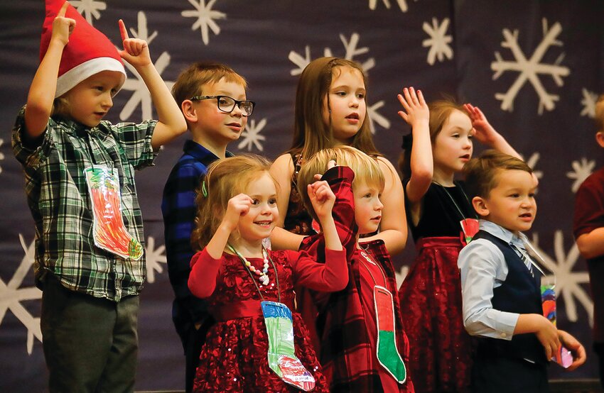 Kindergarteners perform during the school&rsquo;s winter   concert last week.