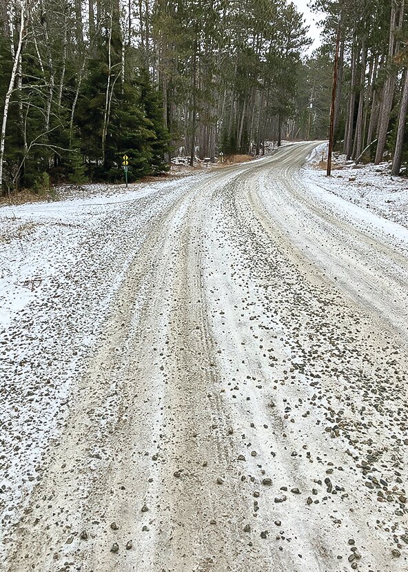 Trygg Road offers a   scenic drive through pine woods. But sharp rocks along the road are leaving drivers flat.