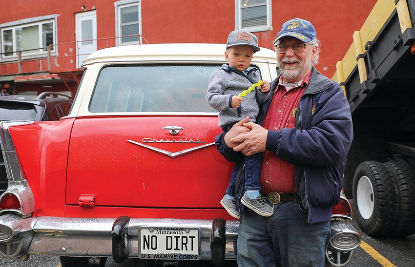 Mike Forsman, of Ely, was showing off his 1957 Chevy 210 Station Wagon along with his grandson Isaiah Forsman.