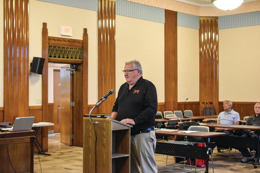John Jamnick of JPJ Engineering of Hibbing gave a presentation on the project to replace the city&rsquo;s aging water supply line at Tuesday&rsquo;s Ely City Council Meeting.