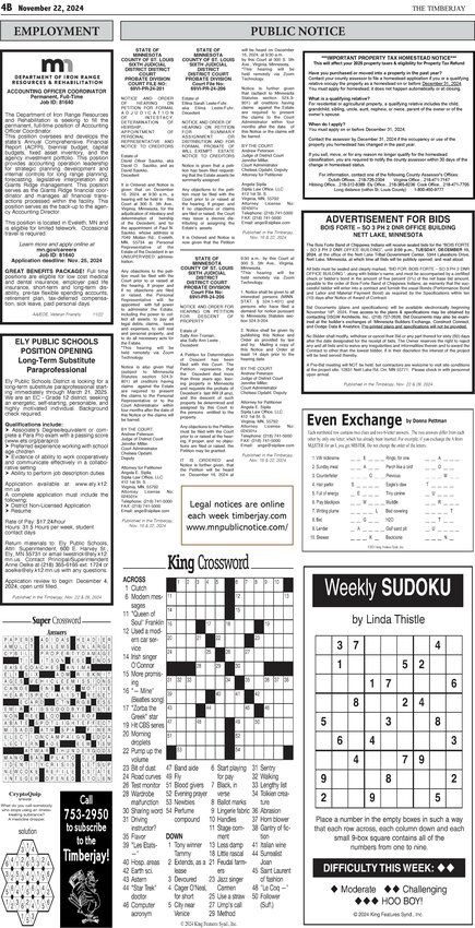 Click here for the legal notices and classifieds from page 4B
