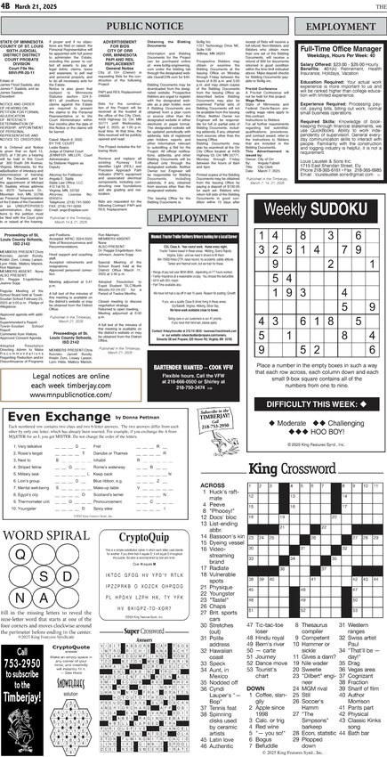 Click here for the legal notices and classifieds on page 4B