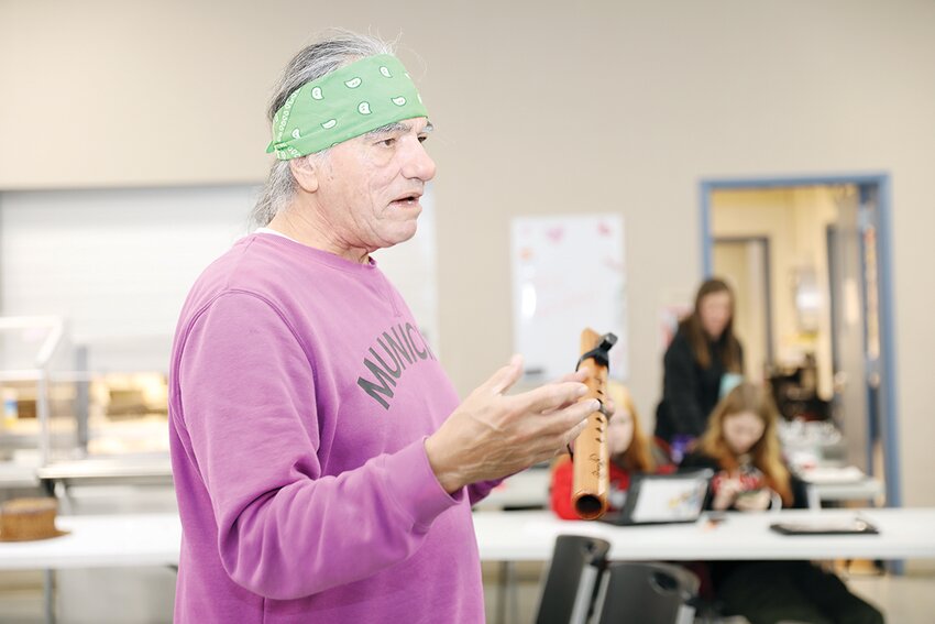 Keith Secola talked about a new flute he had just purchased. He also demonstrated how to record and edit music using Garage Band.