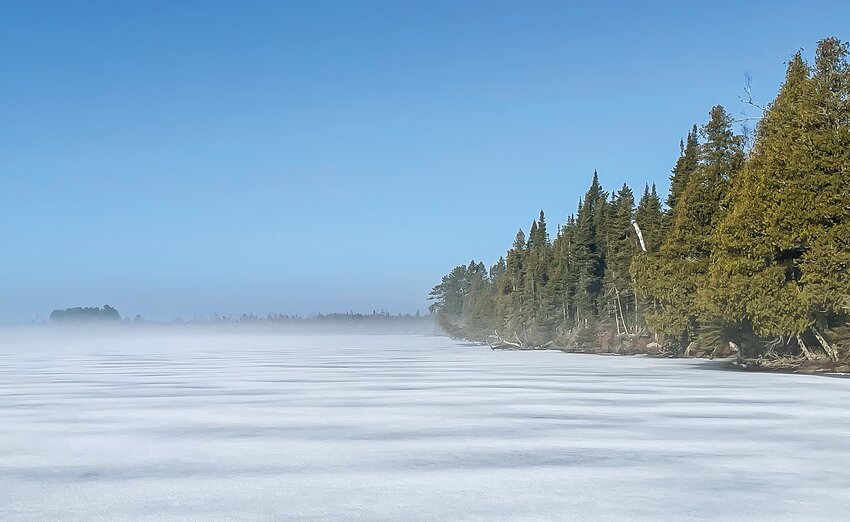 Morning mist sits atop the ice on Lost Lake this past week.