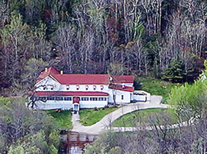 Kettle Falls Hotel in an aerial image.
