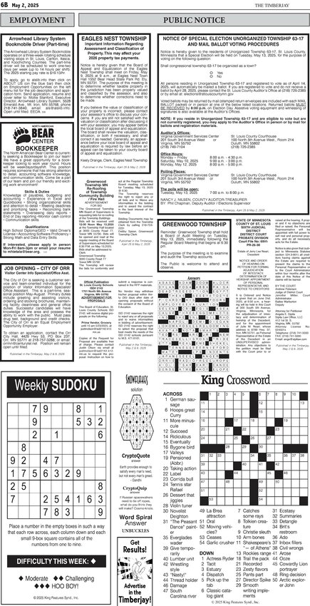 Click here for the legal notices and classifieds on page 6B