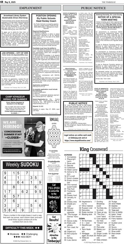 Click here for the legal notices and classifieds on page 6B