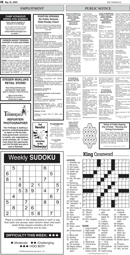 Click here for the legal notices and classifieds on page 6B