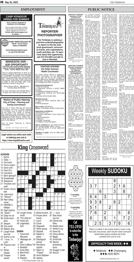 Click here for the legal notices and classifieds on page 6B