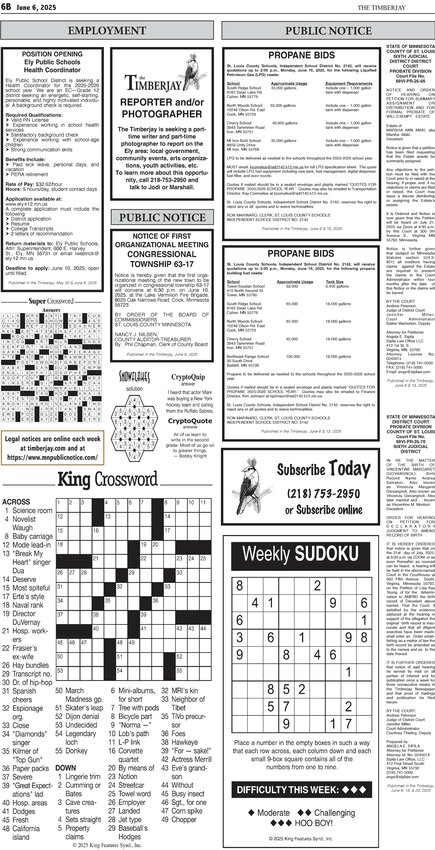 Click here for the legal notices and classifieds from page 6B