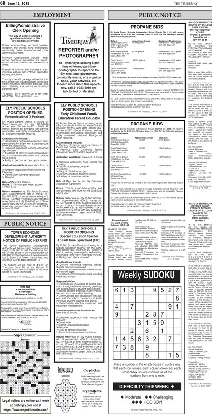 Click here for the legal notices and classifieds from page 6B