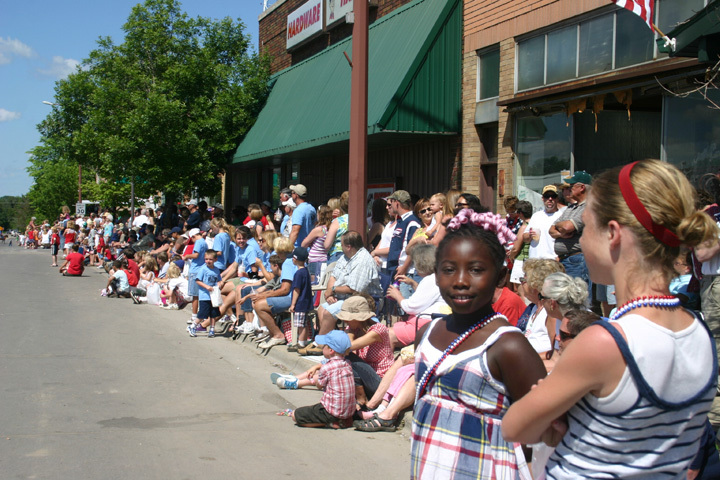 Crowds gathered on Main Street