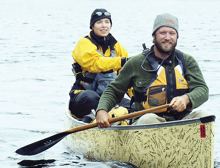 Dave and Amy Freeman during an earlier canoe adventure to Washington D.C. to meet with officials about sulfide mining.