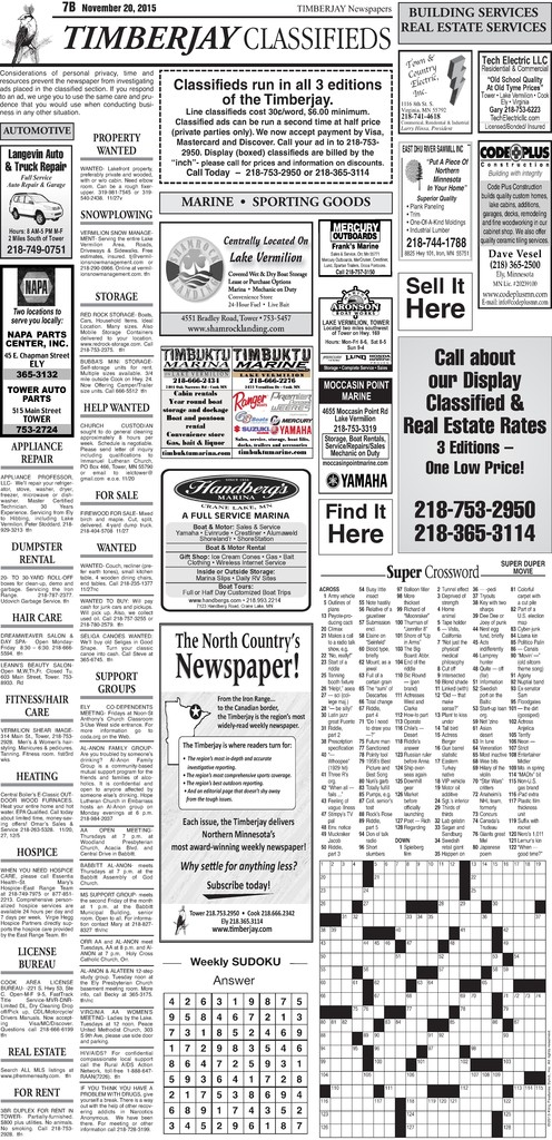 Click here to download the legal notices and classifieds from page 7B