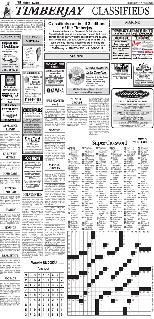 Click here to download the legal notices and classifieds from page B7