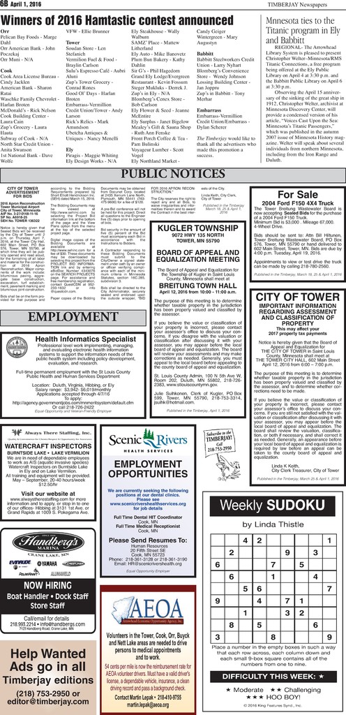 Click here to download the legal notices and classifieds from page B6