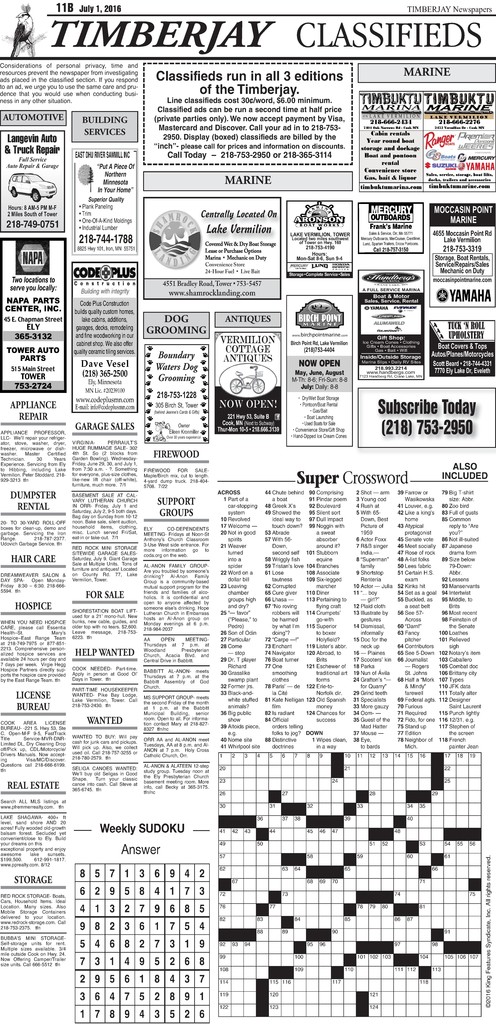 Click here to download the legal notices and classifieds from page 11B
