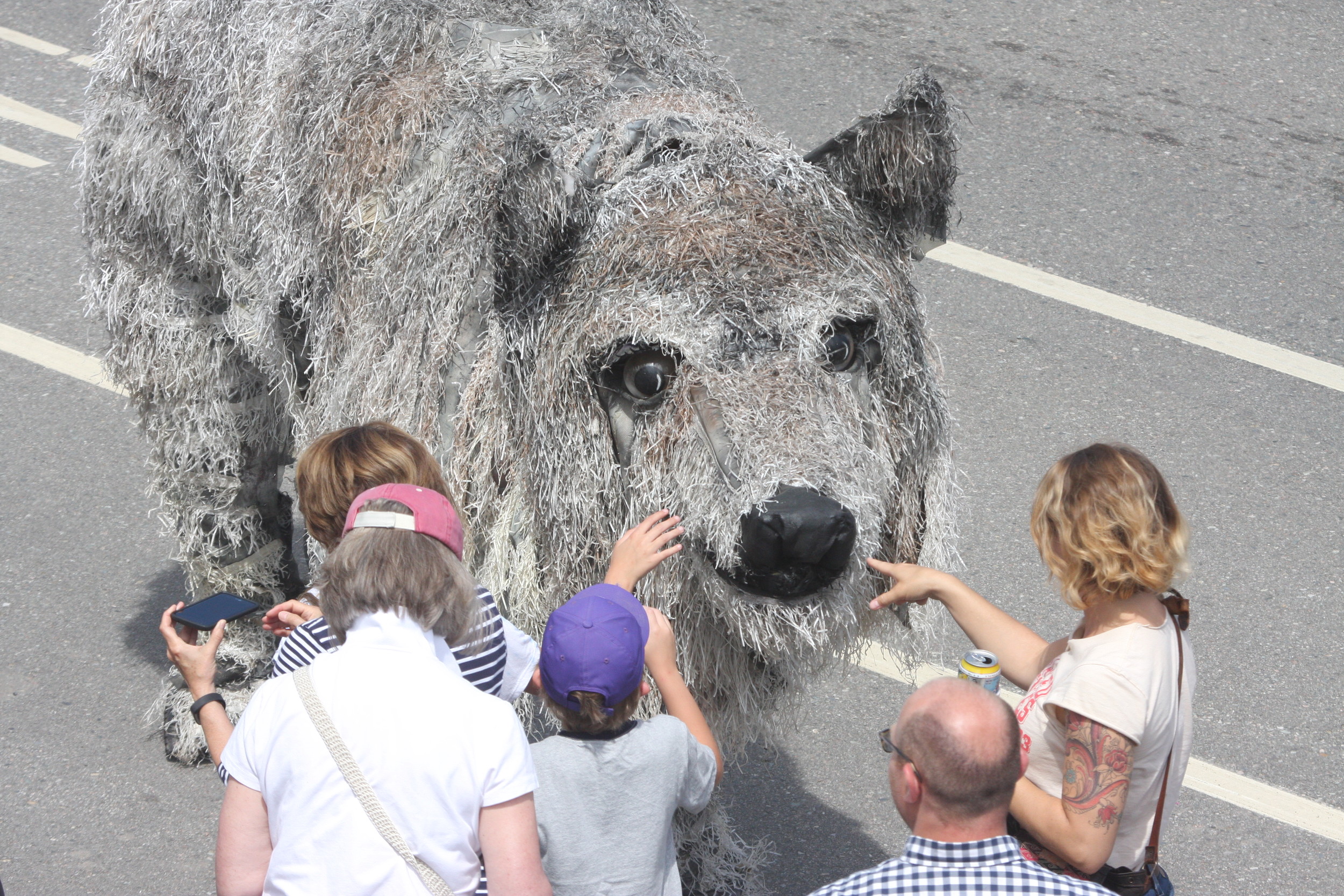 The giant wolf puppet in the Tower parade