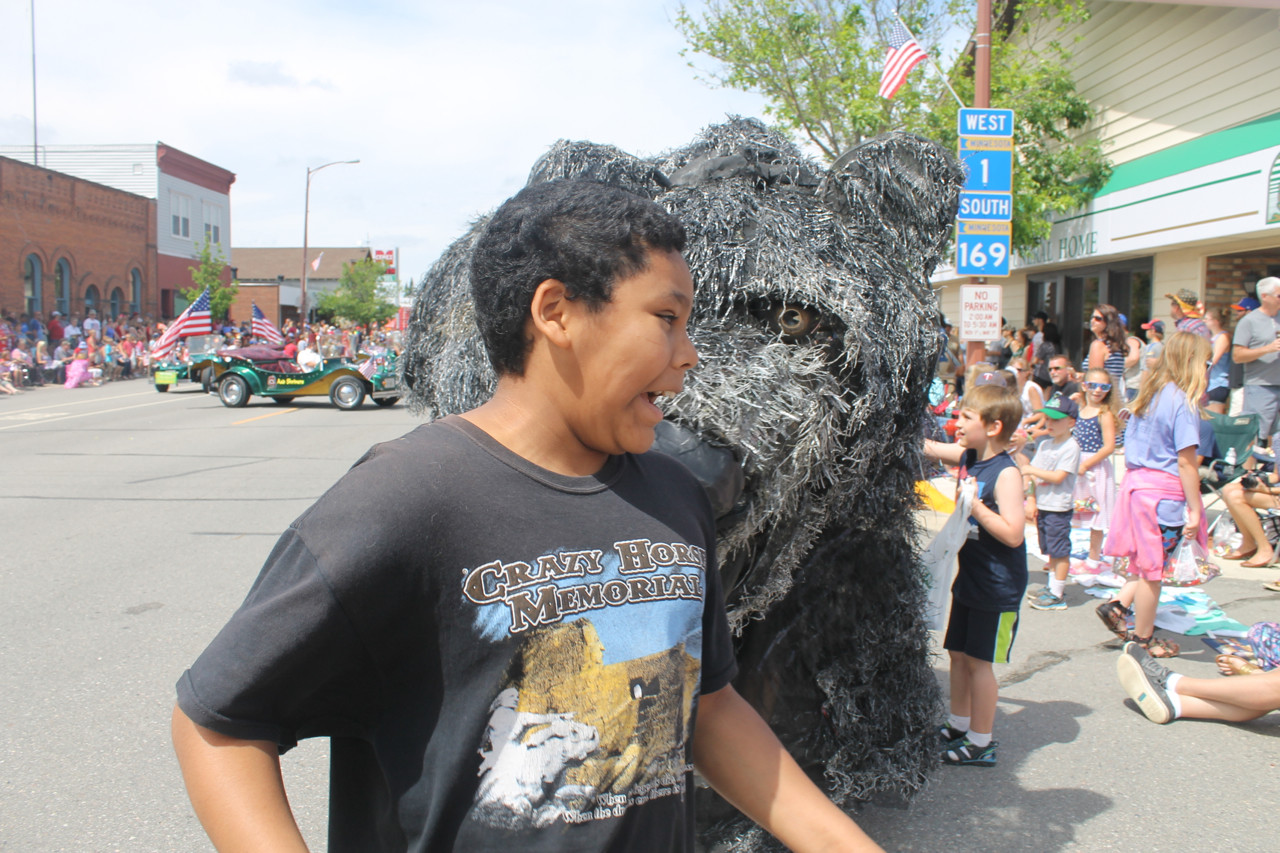 The giant puppet bear was a crowd favorite
