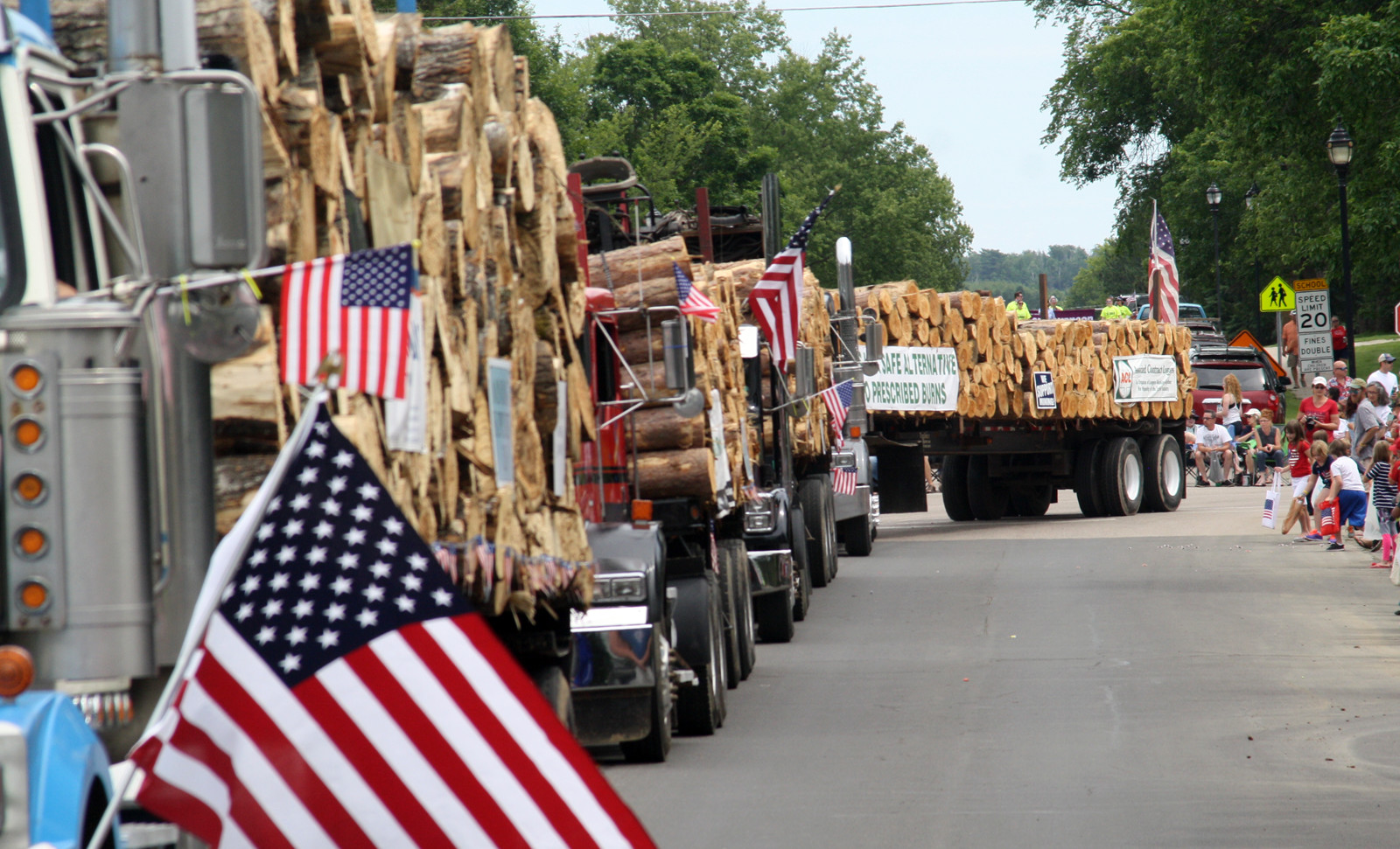 Lots of logging trucks in the Ely parade