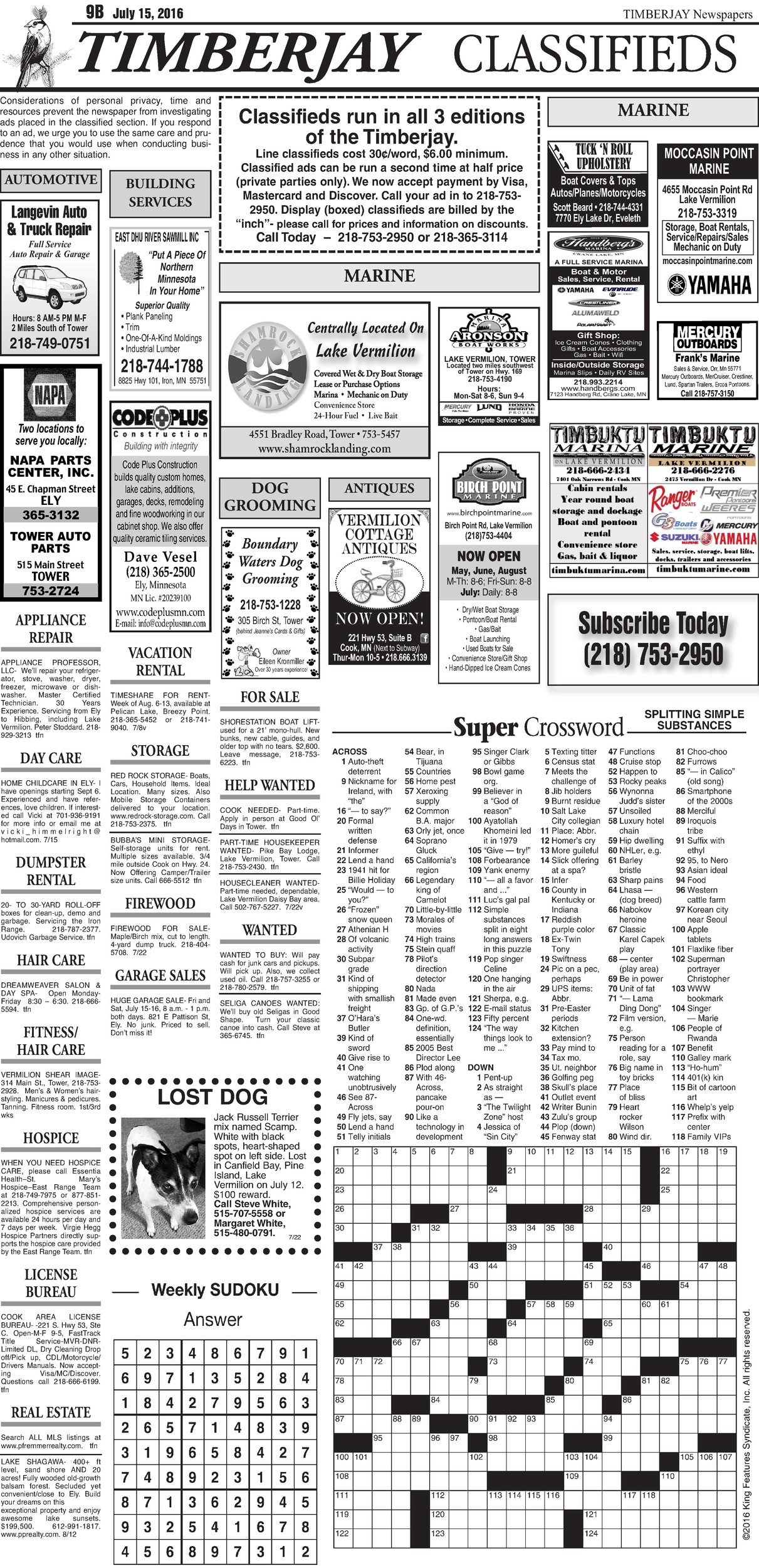 Click here to download the legal notices and classifieds from page B9
