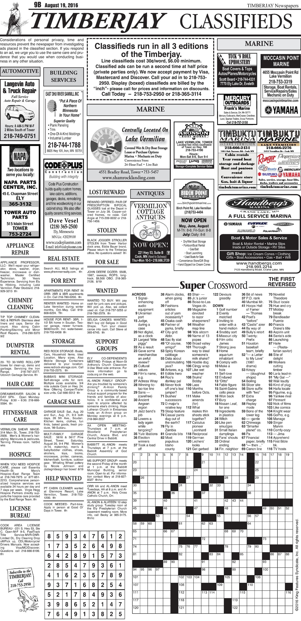 Click here to download the legal notices and classifieds from page 9B
