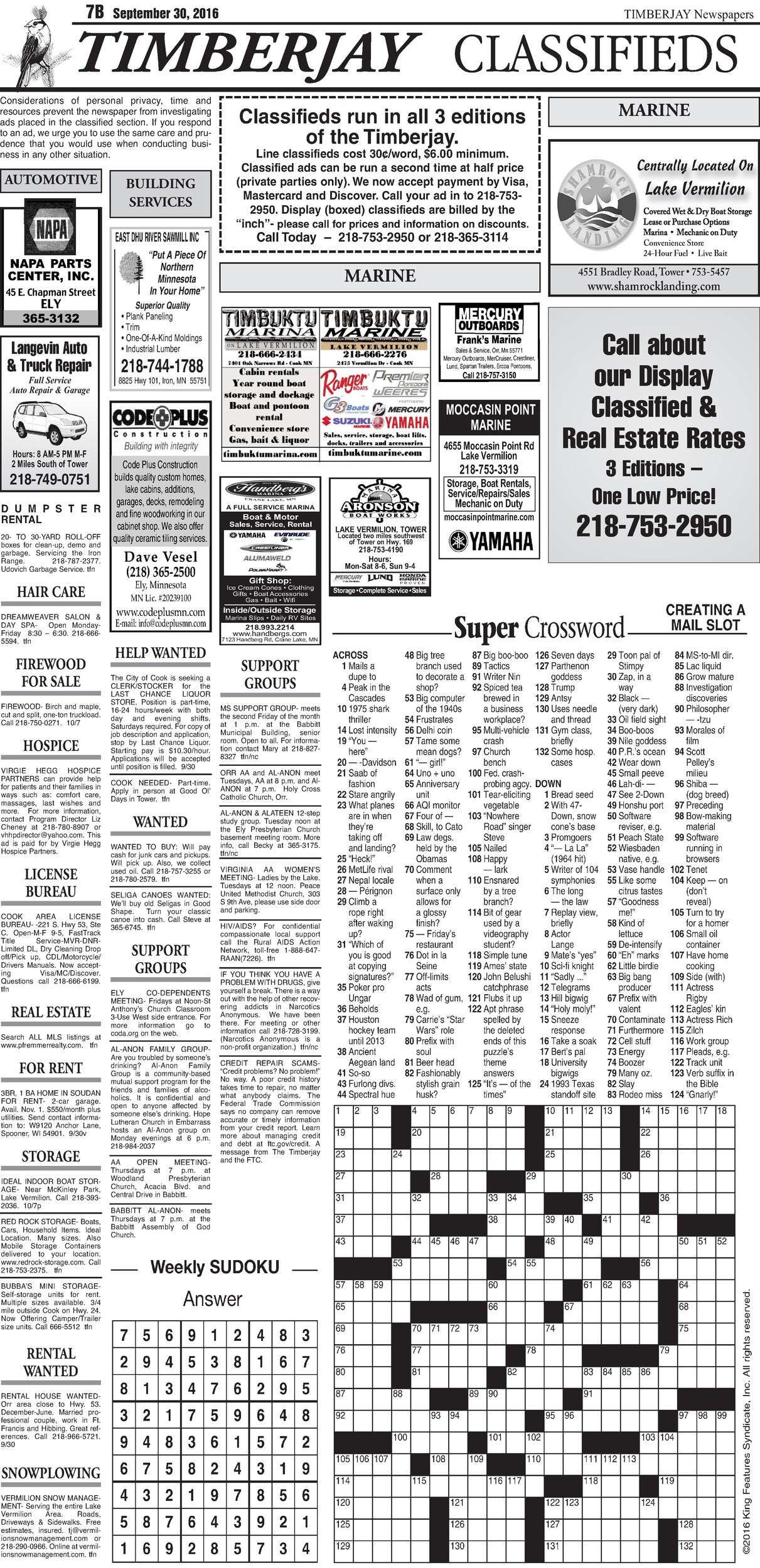 Click here to read the legal notices and classifieds on page B7