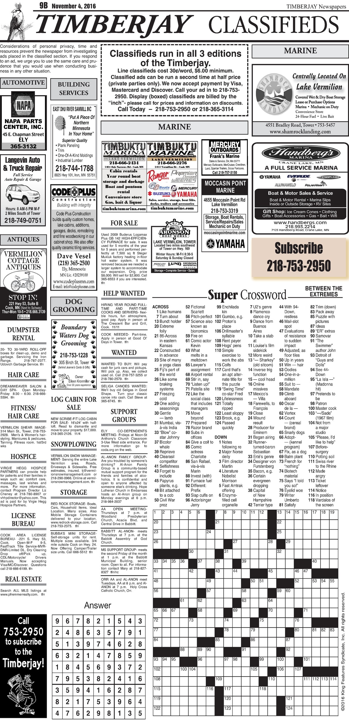 Click here to view the legal notices and classifieds from page B9