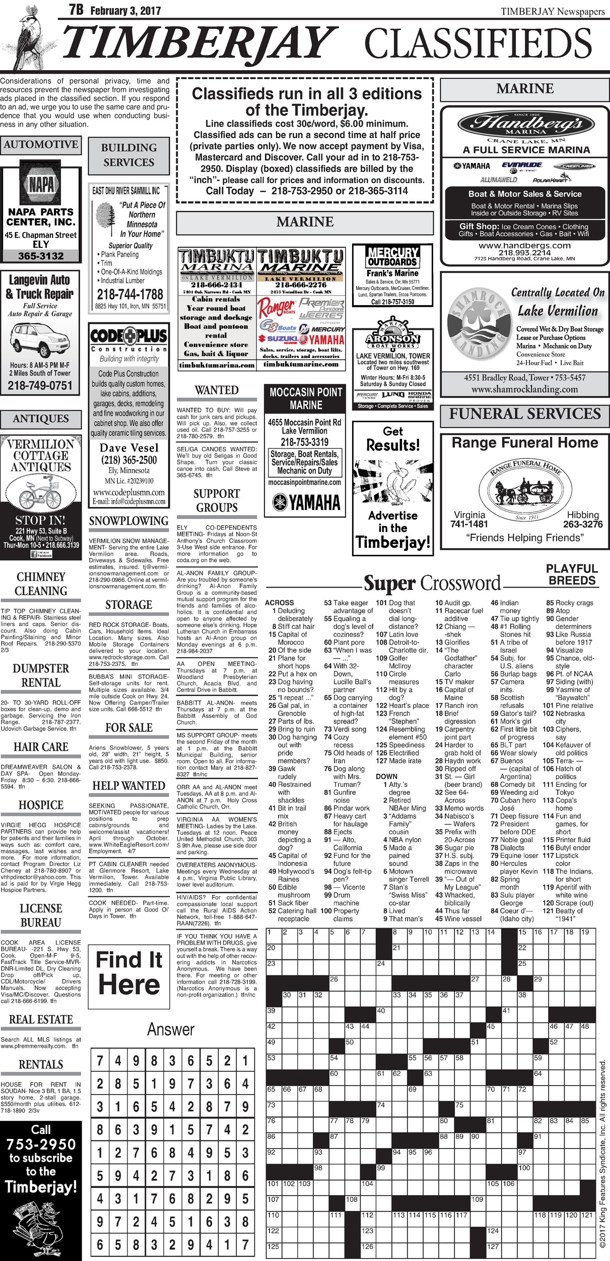 Click here to view the legal notices and classifieds on page 7B